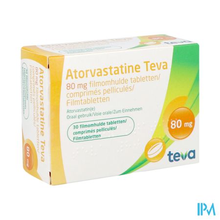 Atorvastatine Teva 80mg Filmomh Tabl 30 X 80mg