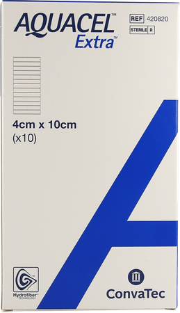 Aquacel Extra Verb Hydrofiber+versterk. 4x10cm 10 2