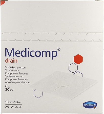Medicomp Drain 10x10cm 6pl St 25x2 P/s 4