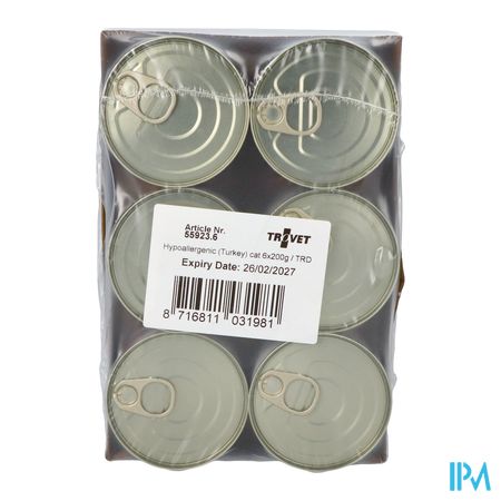 Trovet Trd Hypoallergenic Cat Turkey 6x200g 2