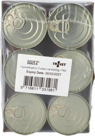 Trovet Trd Hypoallergenic Cat Turkey 6x200g 2