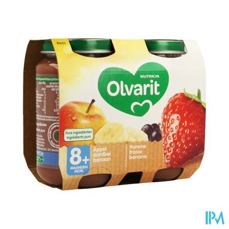 Olvarit Fruit Appel Aardbei Zwarte Bes 2x200g 8m60