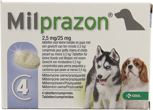 Milprazon 2,5mg/ 25mg Hond +0,5kg Comp 4 1