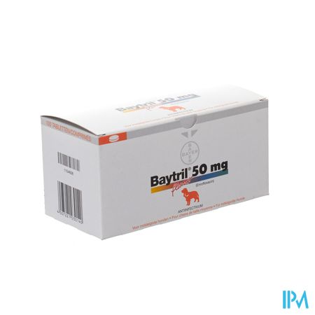 Baytril Flavour Hond/kat Tabl 100 X 50mg