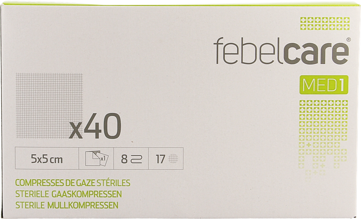 Febelcare Med1 Steriele Gaaskompres 5,0x5,0cm 40x1 4