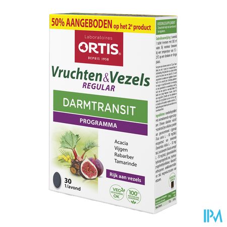 Ortis Vruchten & Vezels Regular Comp 2x30 2e -50% 4