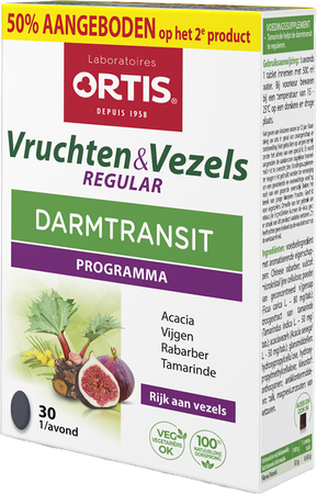 Ortis Vruchten & Vezels Regular Comp 2x30 2e -50% 4