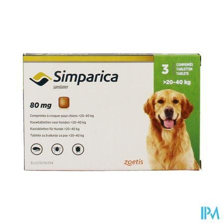Simparica 80mg Hond 20-40kg Kauwtabl 3 1