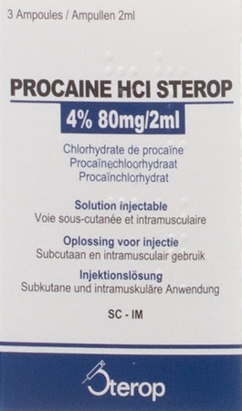 Procaine Hcl Sterop 4% Amp 3 X 80mg/ 2ml 2