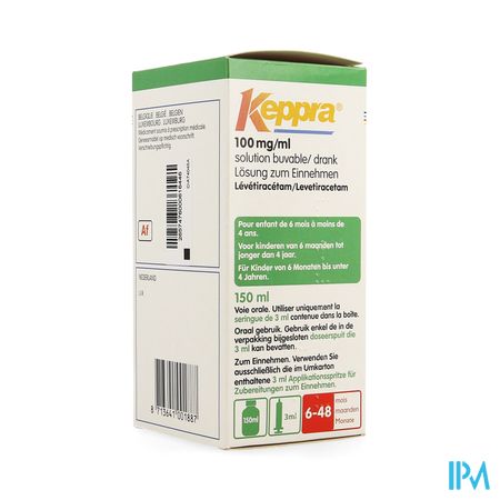 Keppra 100mg/ml siroop (150ml-3ml spuit)