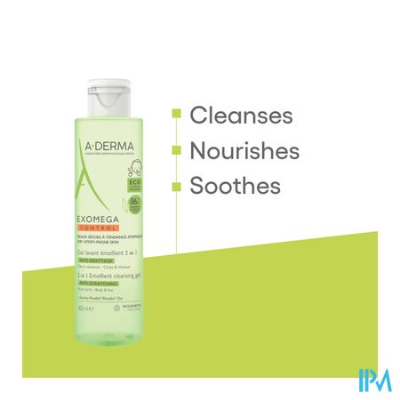 Aderma Exomega Control Reinigingsgel 2in1 200ml 6