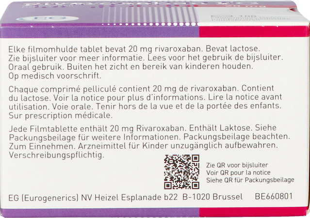Rivaroxaban EG 20Mg Comp Pell 100 3