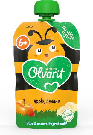 Olvarit Knijpzakje 6m+ Appel, Banaan 100g 2