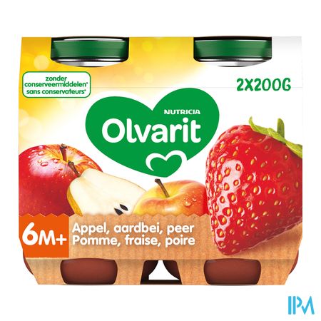 Olvarit Fruit Appel Aardbei 2x200g 6m61