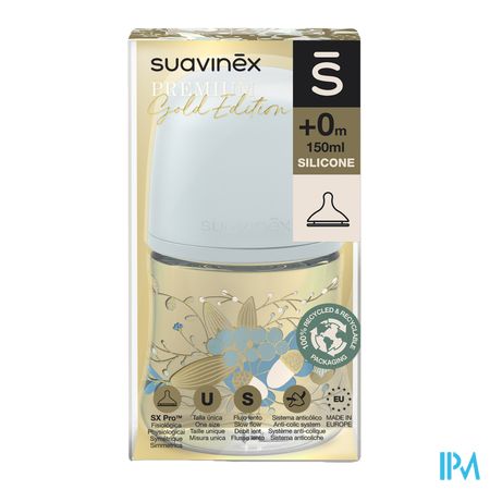 Suavinex Gold Bottle Silicone Slow Flow 150ml Blue