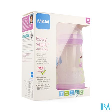 Mam Zuigfles Easy Start A/colic 260ml Meisje 2pack