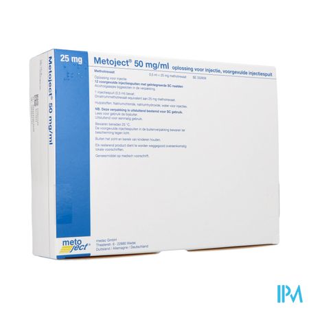 Metoject 50mg/ml Opl Inj Voorg Sp 25,0mg/0,50ml 12