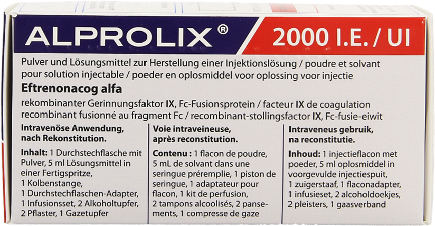Alprolix 2000ui Pdr+solv Sol Inj 1 Fl + Ser Pr.5ml 1