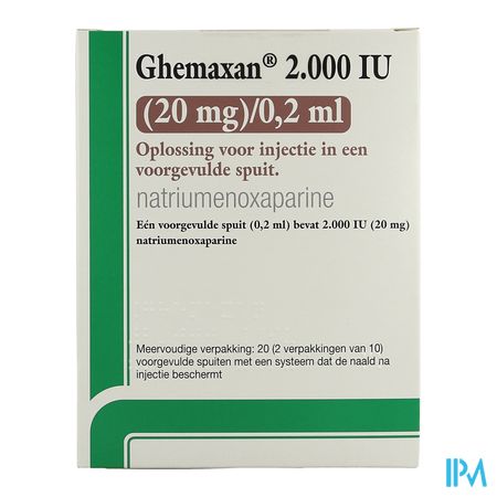 Ghemaxan 2.000ie 20mg/0,2ml Voorg.sp. 20+nldbesc 1