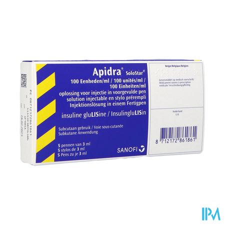 Apidra 100 U/ml Sol Inj Voorgevulde Pen 5x3ml