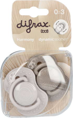 Difrax Fopspeen Dynamic Harmony l.&d.grey 0-3m 2 1