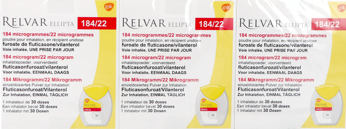 Relvar Ellipta 184/22mcg Pdr Inhal. 3x30 Dosis 1