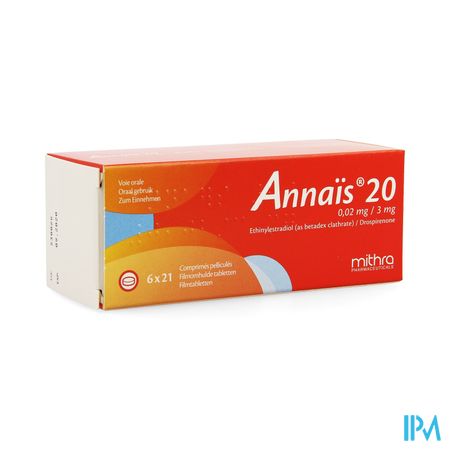 Annais 20 0,02mg/3mg Comp Pell 6 X 21