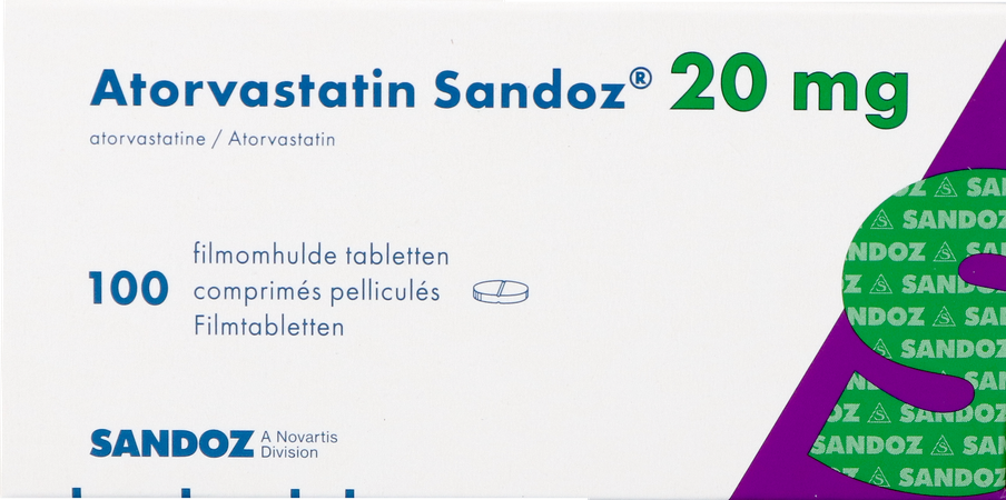 Atorvastatin 20mg Sandoz Comp Pell 100 Alu/alu 3