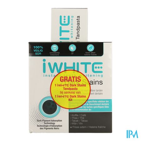 Iwhite Dark Stains Kit + Tandpasta 75ml Gratis 2