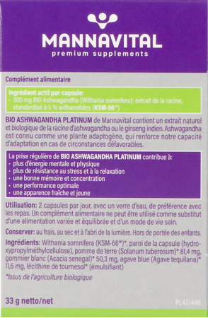Mannavital Ashwagandha V-caps 60 5
