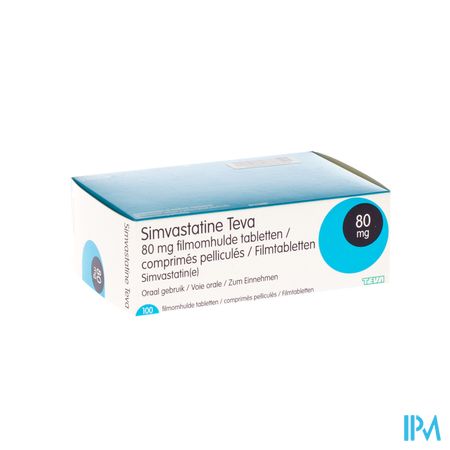 Simvastatine 80mg Teva Comp Enrob 100 X 80mg