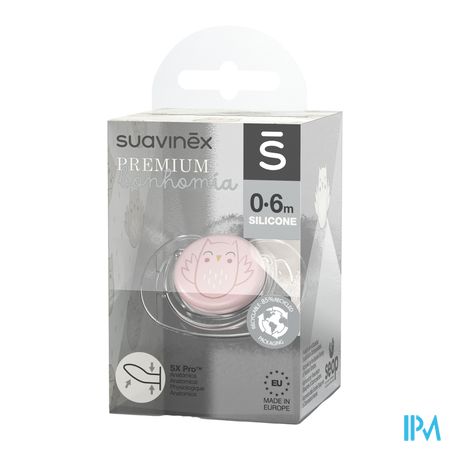 Suavinex Bonhomia Soother Sili. Rev 0/6m Owl Pink 1