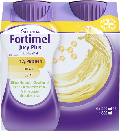Fortimel Jucy Plus Peer Vlierbloes. 4x200ml 185088 4