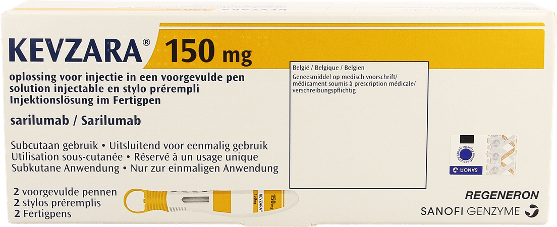 Kevzara 150mg Opl Inj Voorgev.pen Glas 2x1,14ml 1