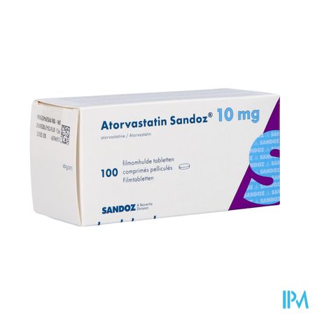 Atorvastatin 10mg Sandoz Filmomh Tabl 100 Alu/alu