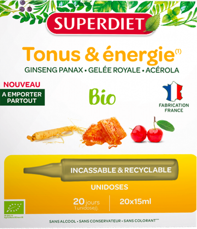 Superdiet Unidose Ginseng Koning.gelei Bio 20x15ml 1
