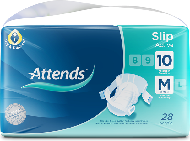 Attends Slip Active 10 Medium 1x28 2