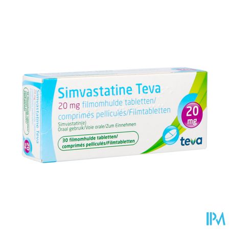 Simvastatine 20mg Teva Comp Enrob 30 X 20mg