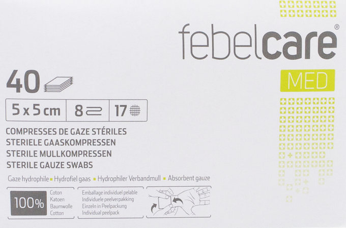 Febelcare Med1 Steriele Gaaskompres 5,0x5,0cm 40x1 5