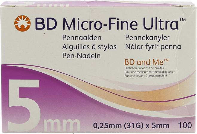 Bd Microfine Ultra Pennaald 0,25mmx5mm Easyflow100 1