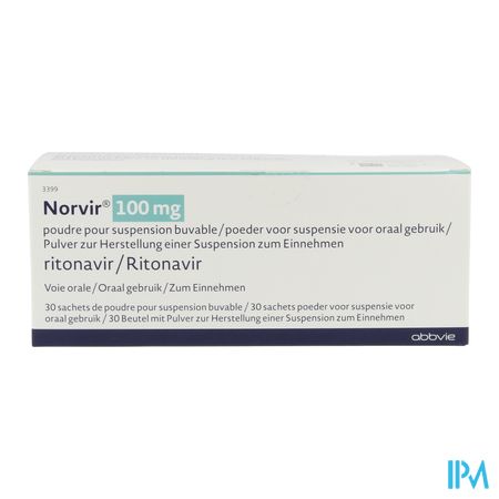 Norvir 100mg Pdr Voor Drinkb.opl Zakje 30 1