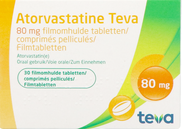 Atorvastatine Teva 80mg Comp Pell 30 X 80mg 1