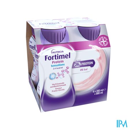 Fortimel Protein 2.4kcal Verfriss Aardbei 4x200ml 2