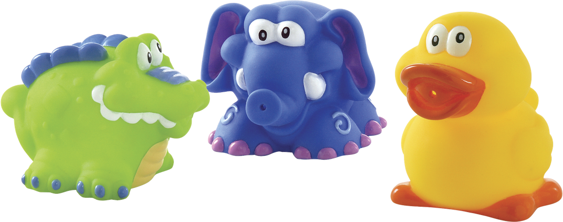 Nuby Spuitende badspeeltjes: Krokodil, Olifant en Eend - 4m+ 7