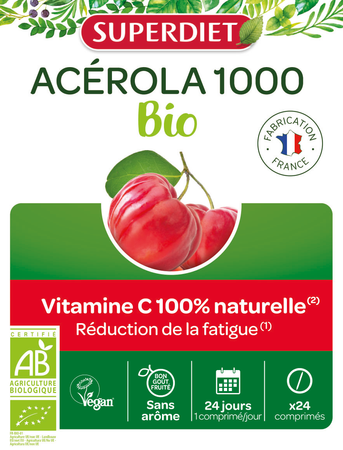Superdiet Acerola 1000 Bio Kauwtabl 24 5