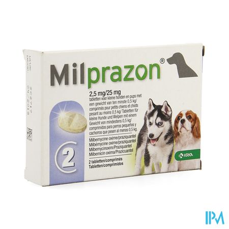 Milprazon 2,5mg/ 25mg Hond +0,5kg Comp 2