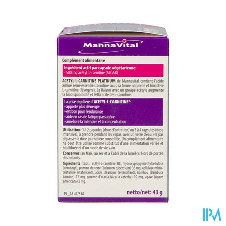 Mannavital Acetyl l-carnitine Platinum V-caps 60 3