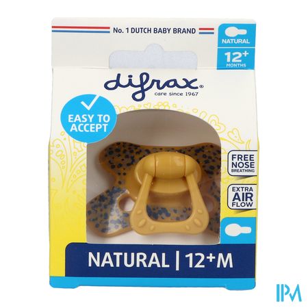 Difrax Sucette Natural 12m+ Jaune-dessin 1