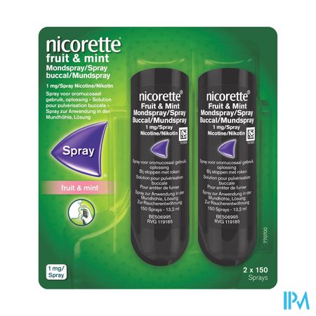 Nicorette Fruit&mint 1mg Spray Bucc. S/sucre 2x150