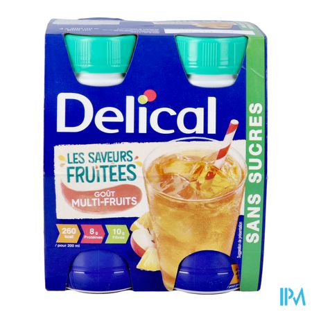 Delical Drink Multivruchten Z/suiker 4x200ml 1